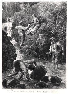 Vissen op Forel in de Vogezen, 1887 door Frederic Theodore Lix